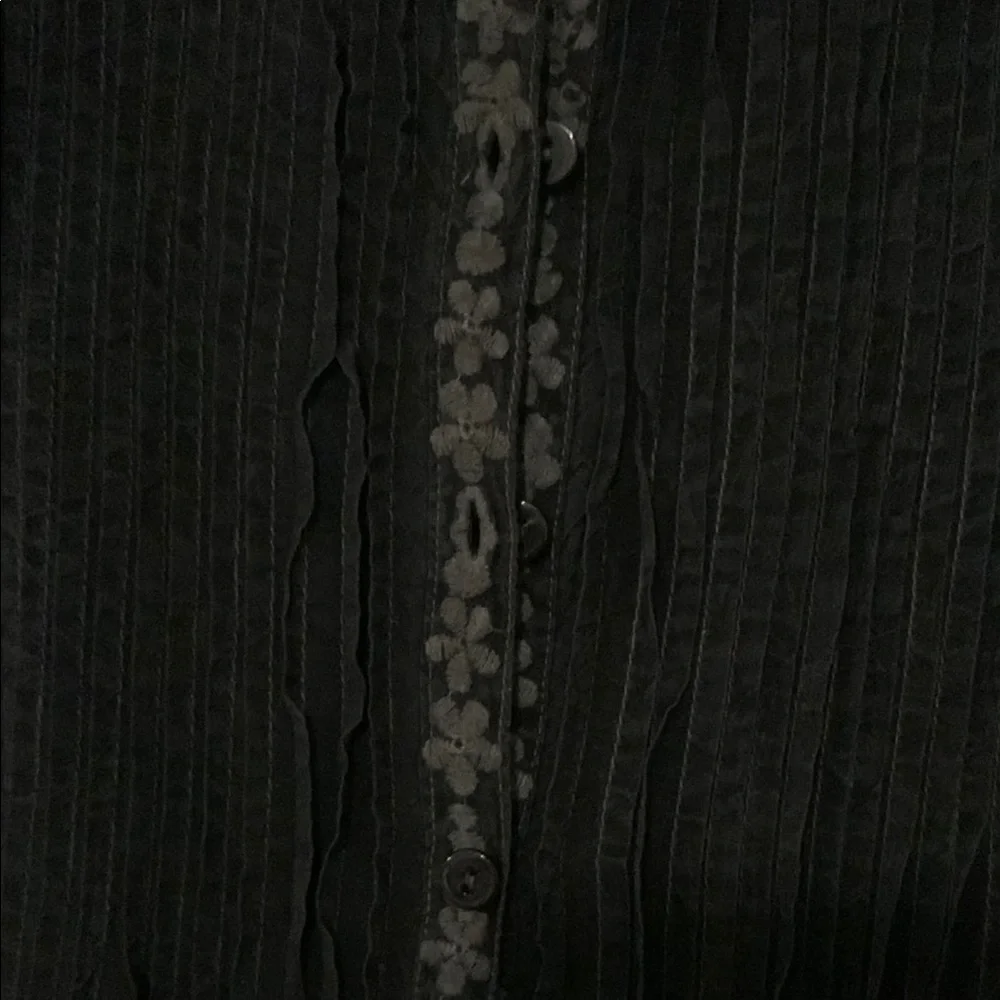 Johnny Was Brown Lace Ruffled Tunic with Mandarin Collar - Picture 7 of 12